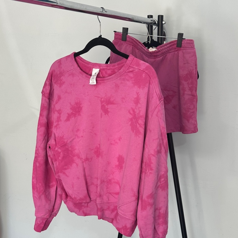 NWOT Pink Tie-Dye Sweatshirt and Shorts Set